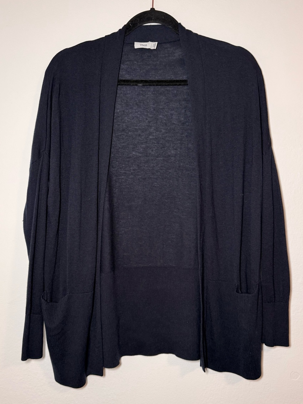 Vince Women's Black Solid Knit Open Front Long Sleeve Cardigan Sweater XXS
